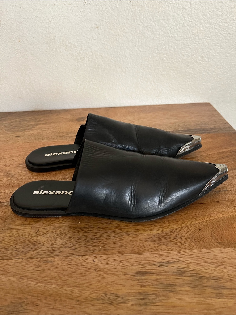 Alexander Wang Black Leather Mule Slides Size 39.5
